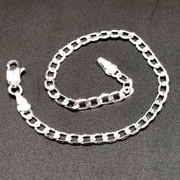 925 Sterling Silver Plated 4mm Cuban Bracelet Men's Women's Christmas Gift NEW - Picture 3 of 5